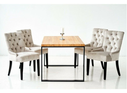 Dining room Chair Table + 4 Chesterfield Chairs Group Suite Upholstery